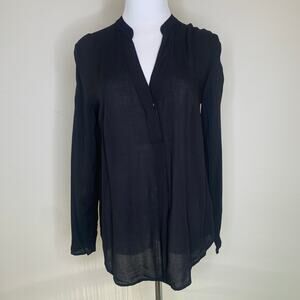 H&M Black Rayon Popover Shirt Sz 6 Semi Sheer